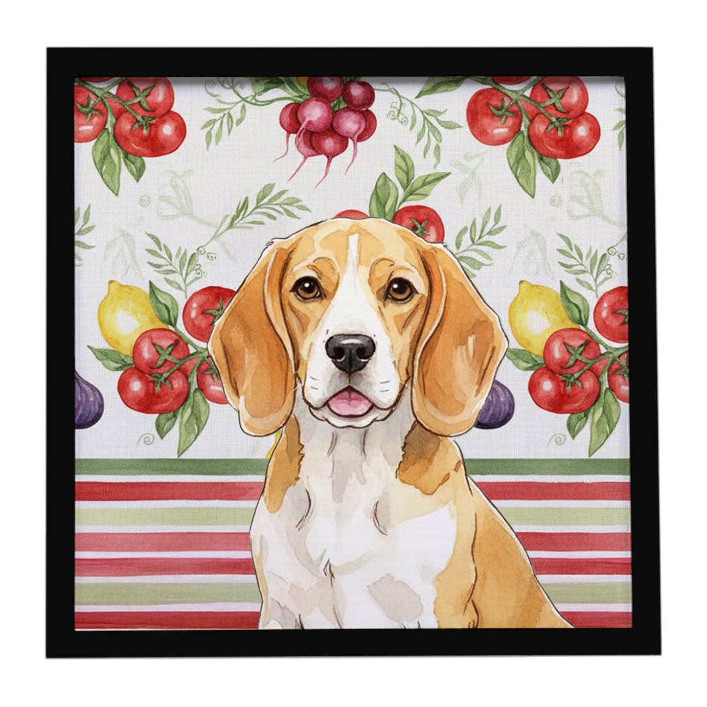 Buy this Lemon and White Beagle Vegetables Framed Metal Print