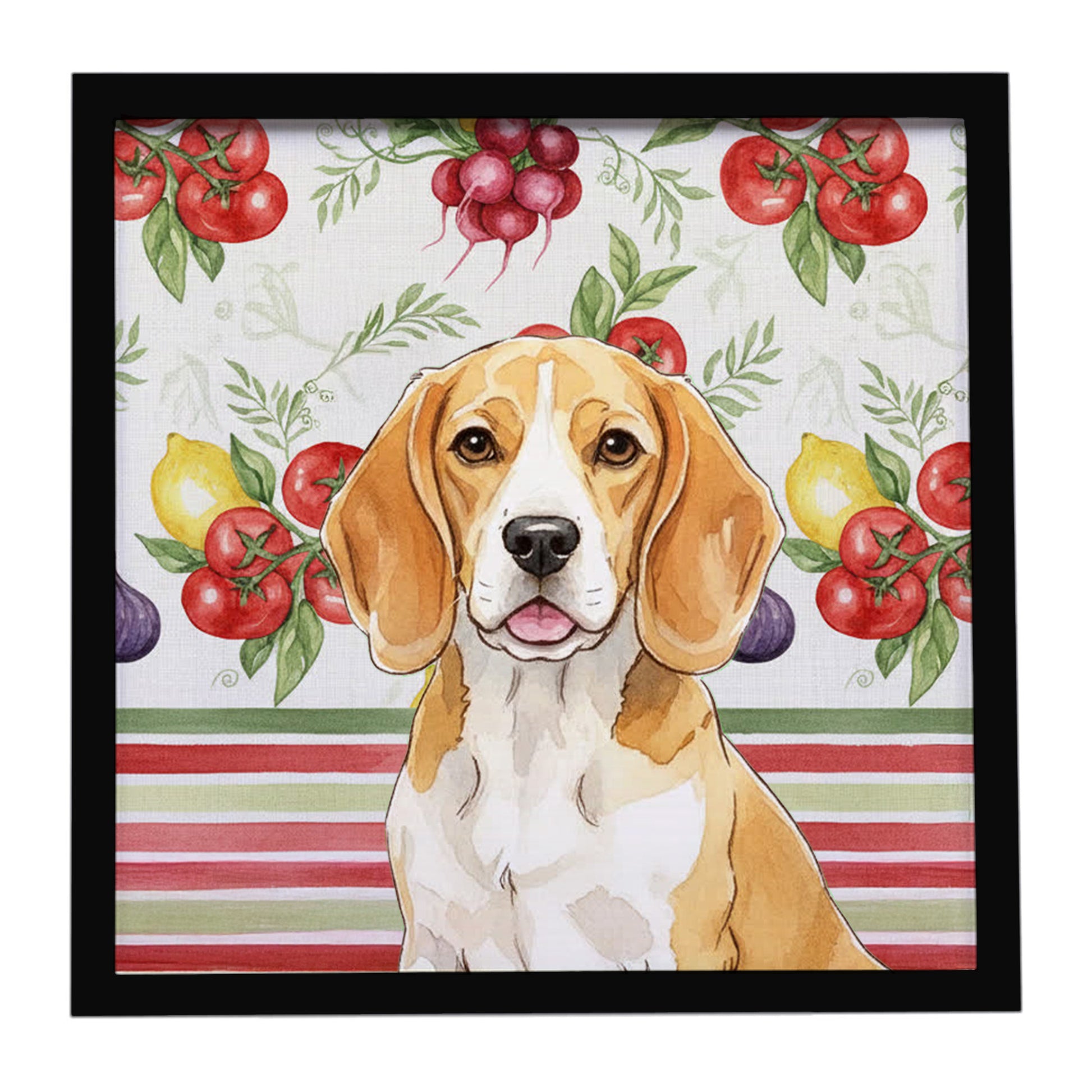 Buy this Lemon and White Beagle Vegetables Framed Metal Print
