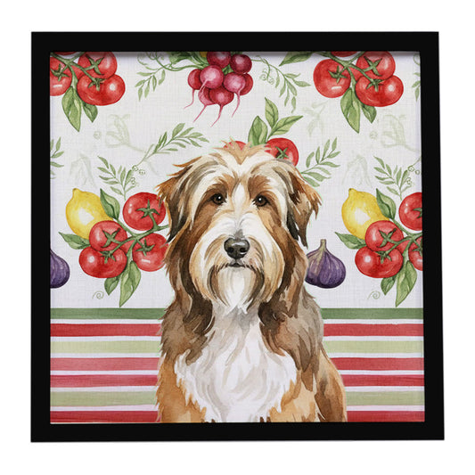 Buy this Brown Bearded Collie Vegetables Framed Metal Print