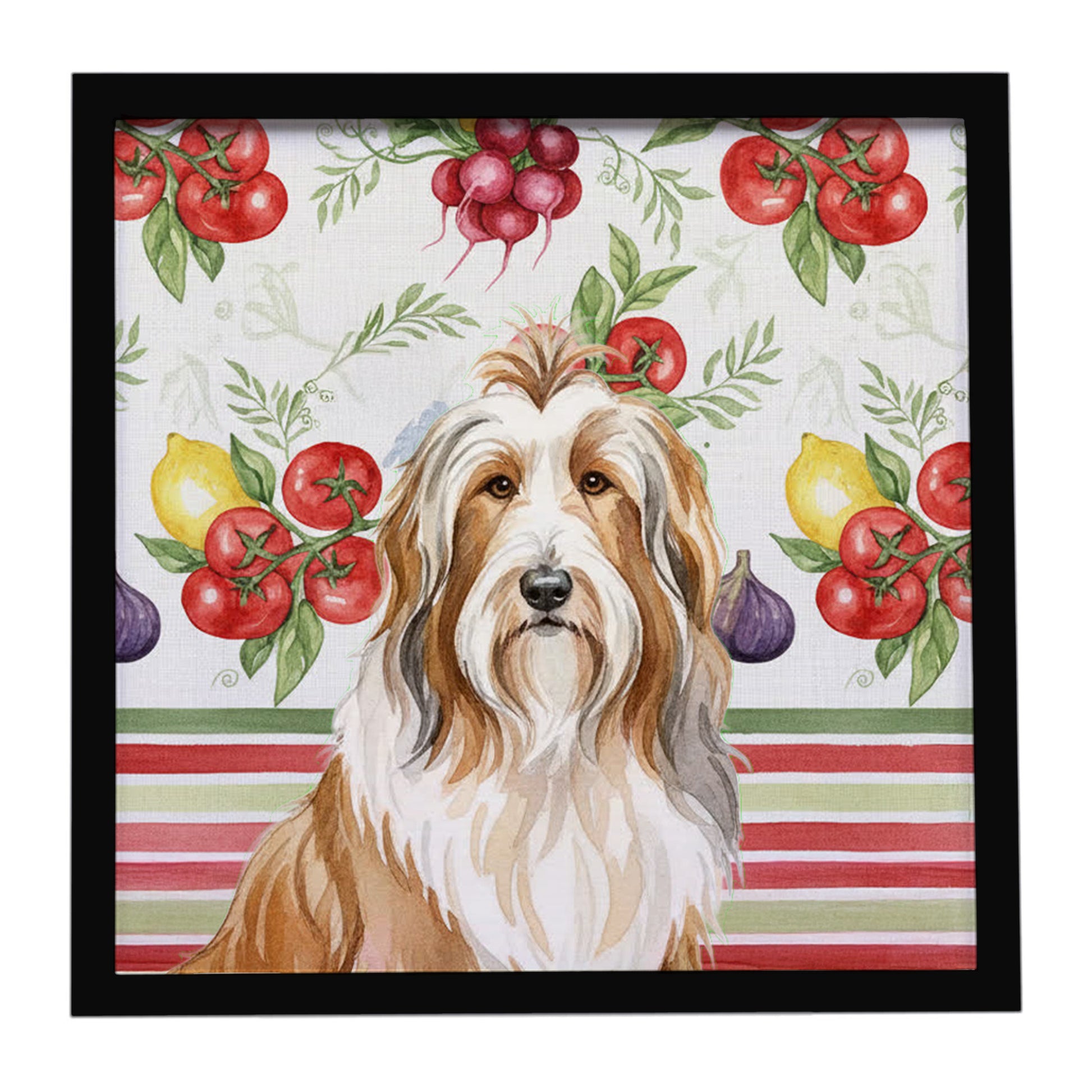 Buy this Fawn Bearded Collie Vegetables Framed Metal Print