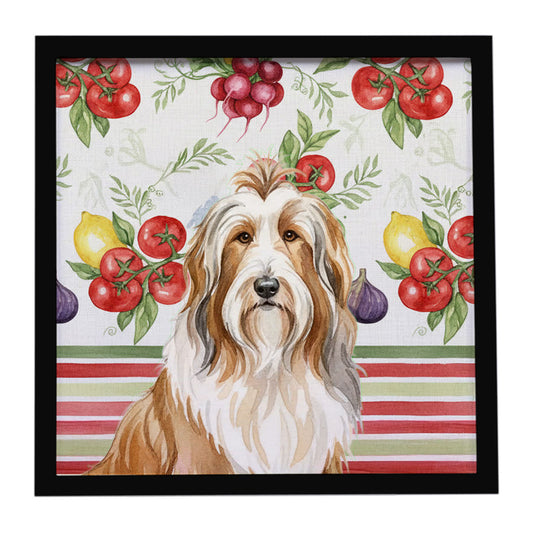 Buy this Fawn Bearded Collie Vegetables Framed Metal Print