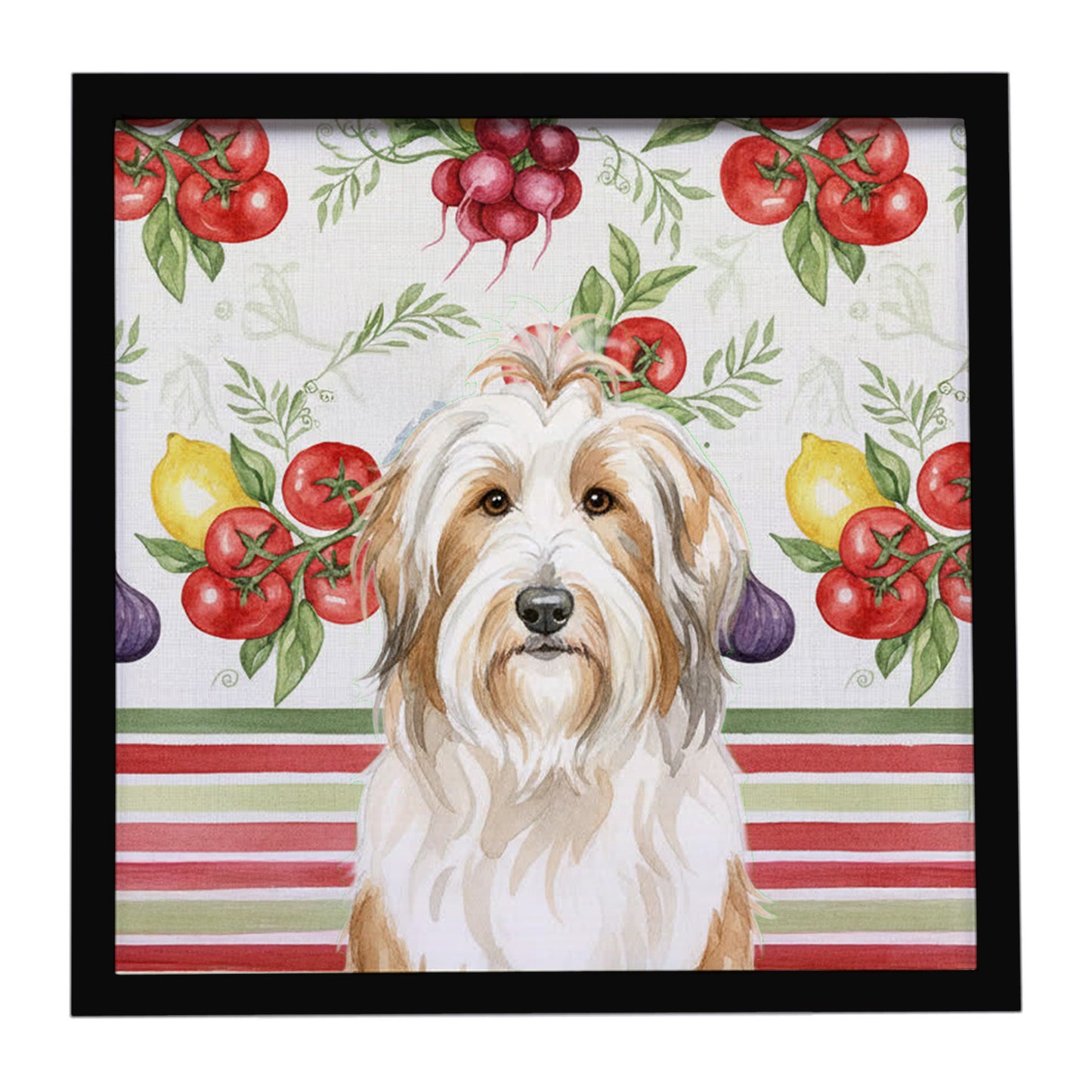 Buy this White and Tan Bearded Collie Vegetables Framed Metal Print