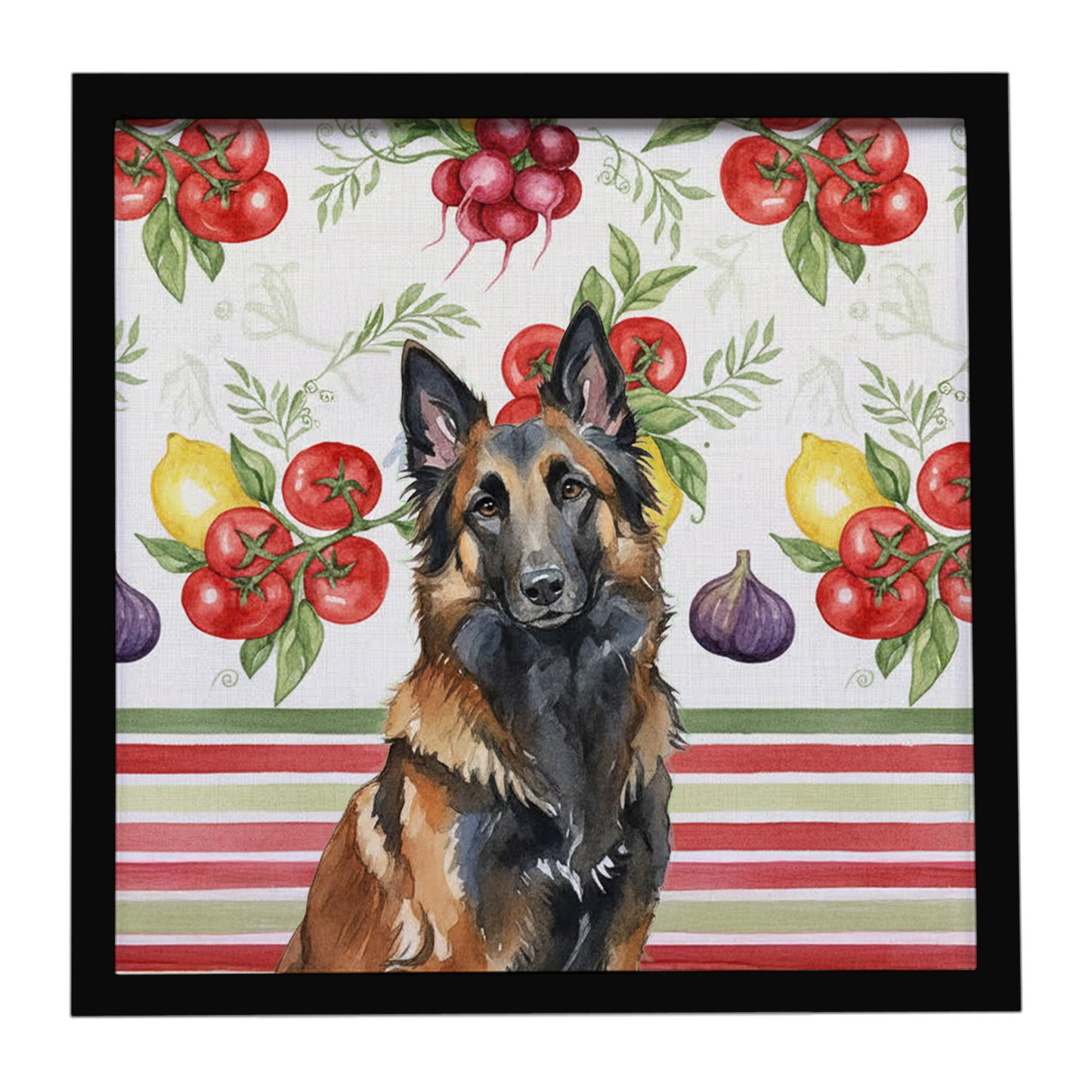 Buy this Belgian Tervuren Vegetables Framed Metal Print