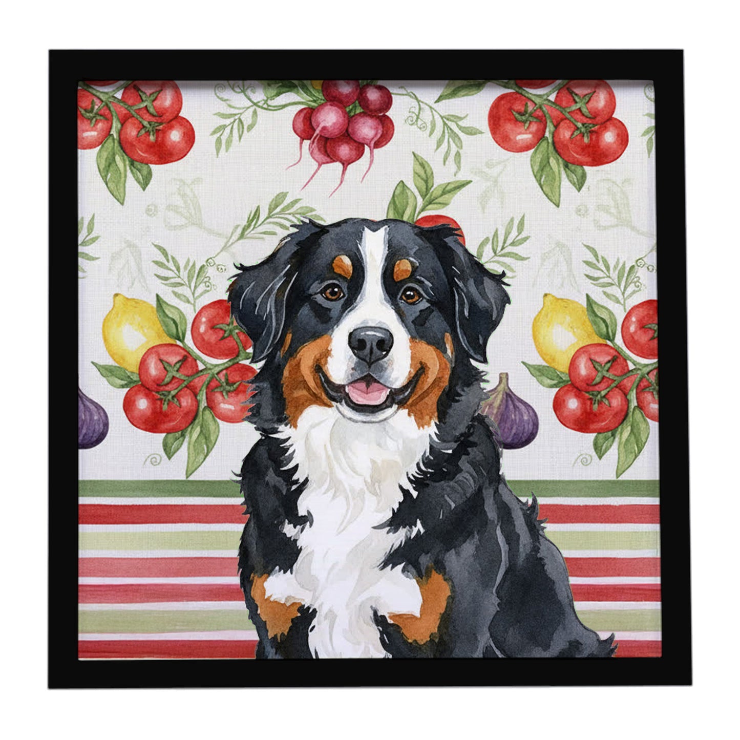 Buy this Bernese Mountain Dog Vegetables Framed Metal Print