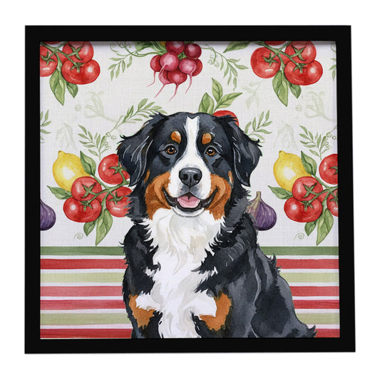 Buy this Bernese Mountain Dog Vegetables Framed Metal Print