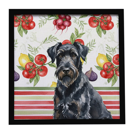 Buy this Black Russian Terrier Vegetables Framed Metal Print