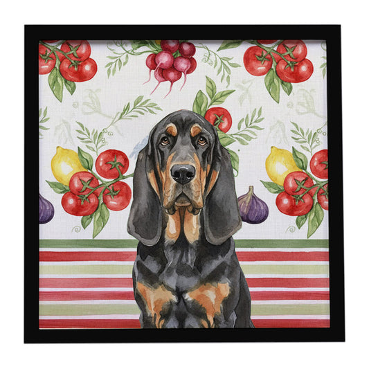 Buy this Black and Tan Bloodhound Vegetables Framed Metal Print
