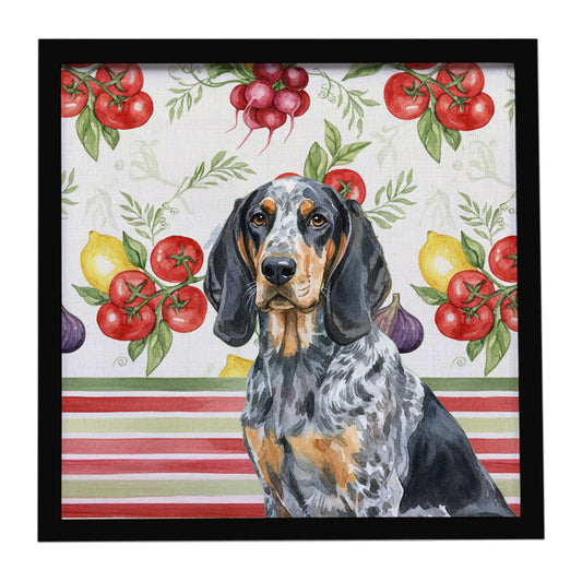 Buy this Bluetick Coonhound Vegetables Framed Metal Print