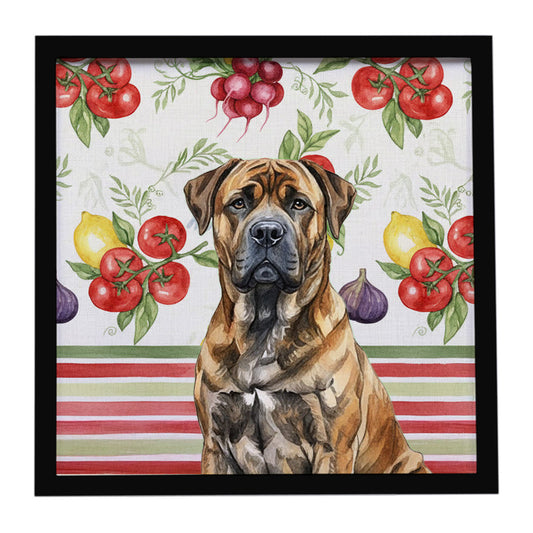 Buy this Brindle Boerboel Vegetables Framed Metal Print