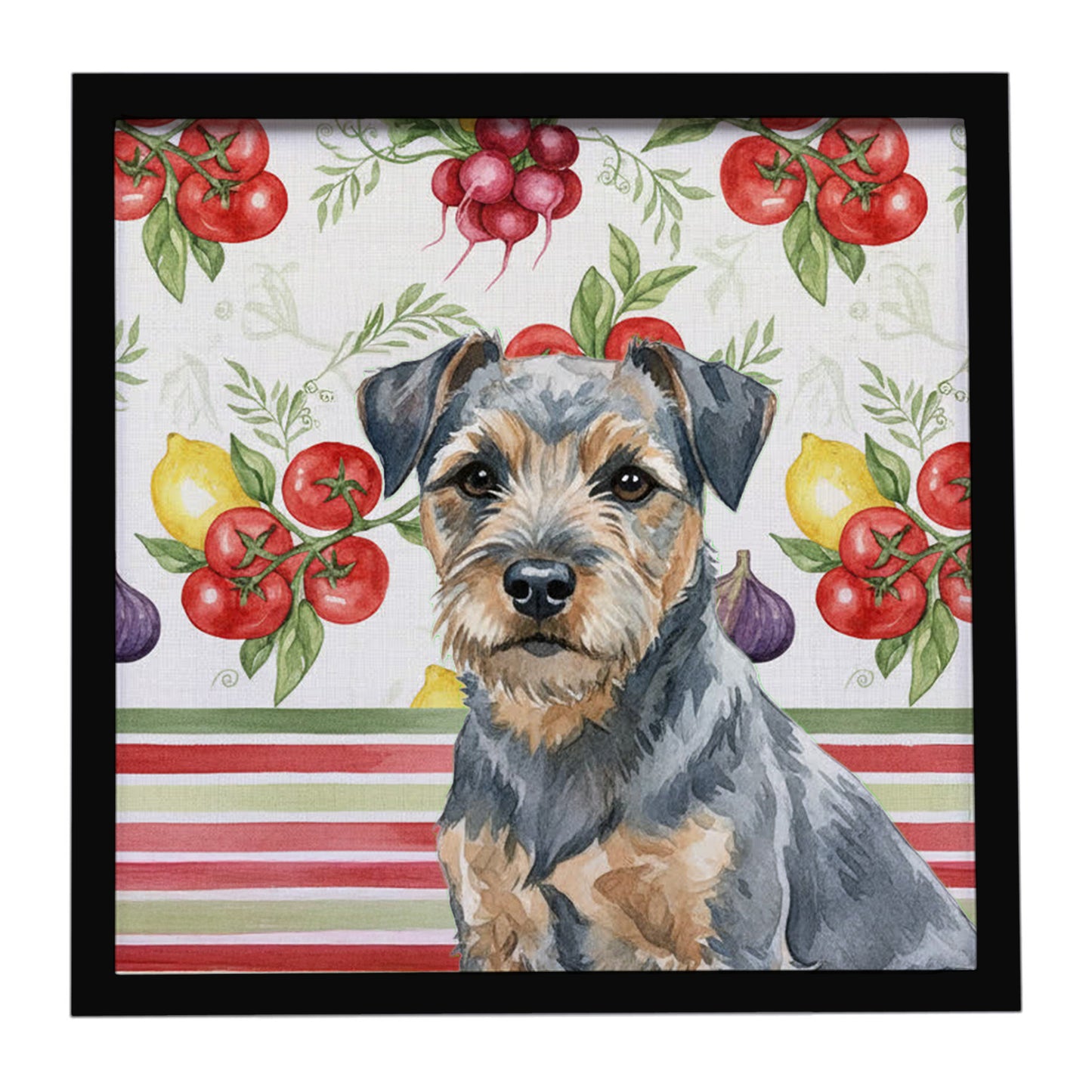 Buy this Blue and Tan Border Terrier Vegetables Framed Metal Print