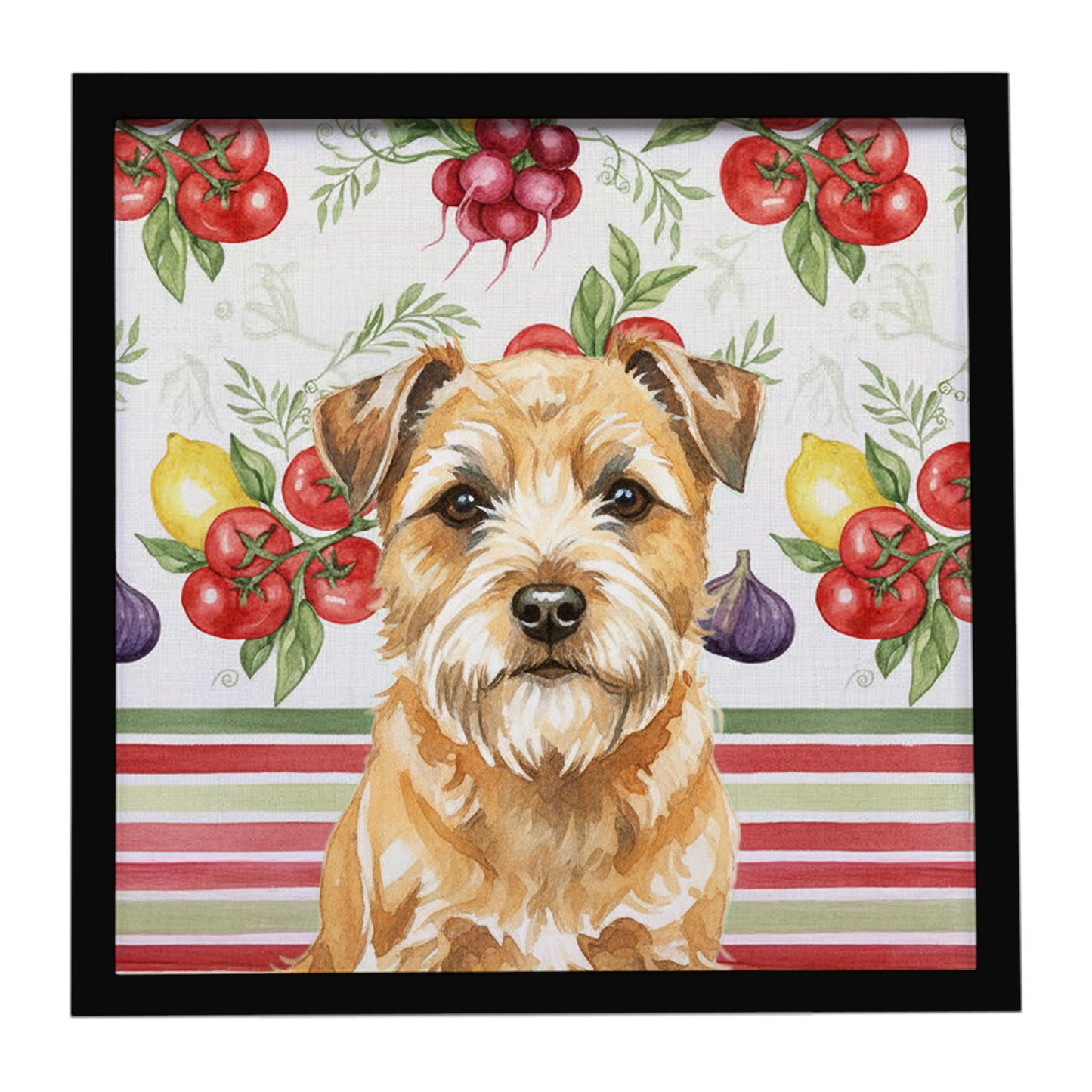 Buy this Wheaten Border Terrier Vegetables Framed Metal Print