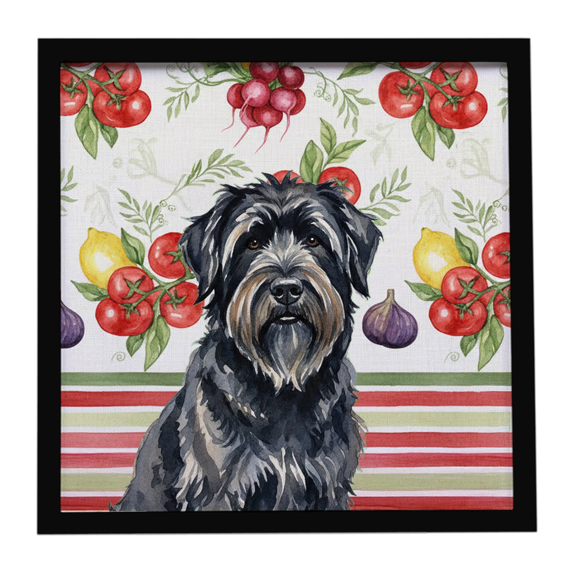 Buy this Bouvier des Flandres Vegetables Framed Metal Print