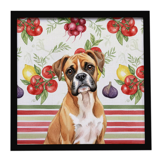 Buy this Boxer Vegetables Framed Metal Print