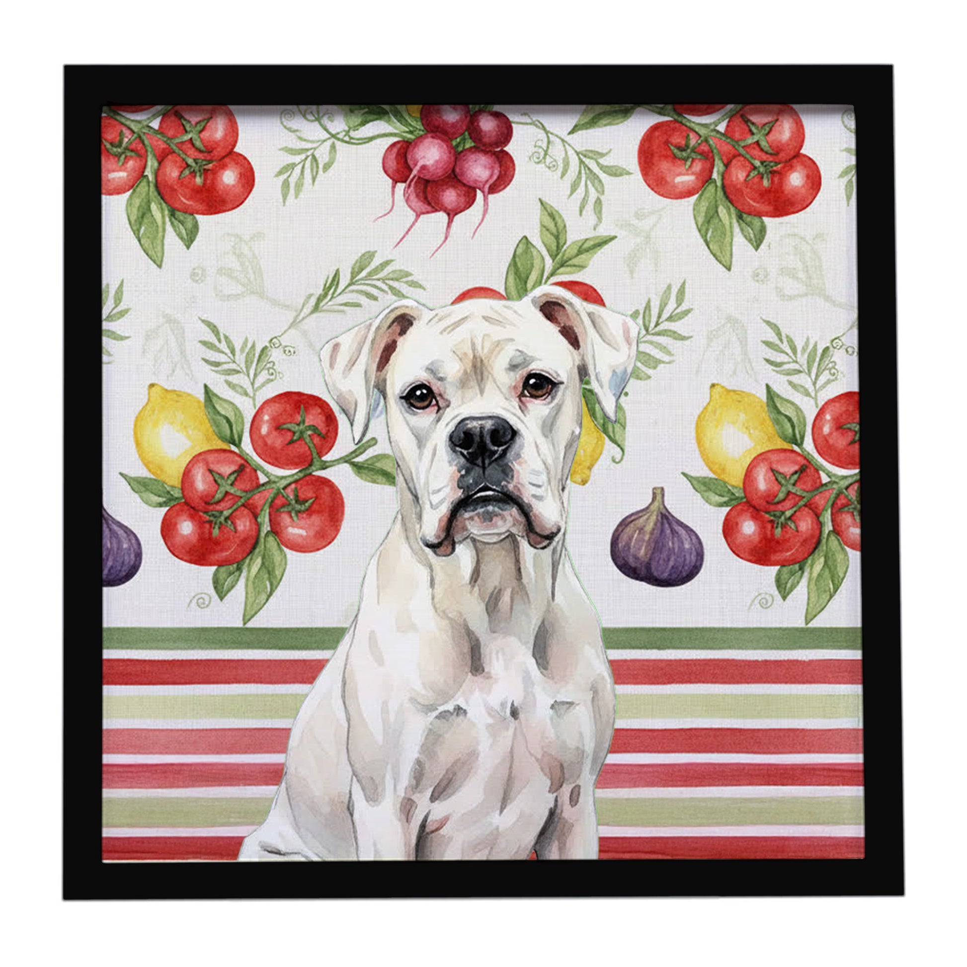Buy this White Boxer Vegetables Framed Metal Print