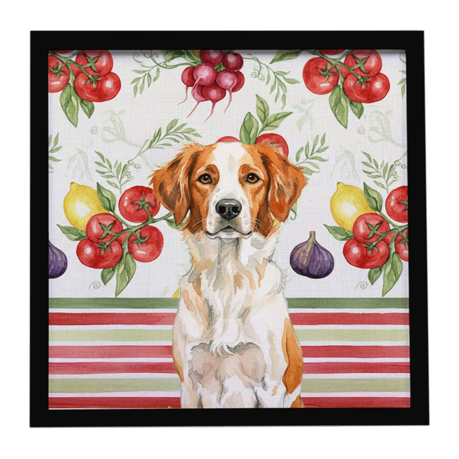 Buy this Orange and White Brittany Vegetables Framed Metal Print