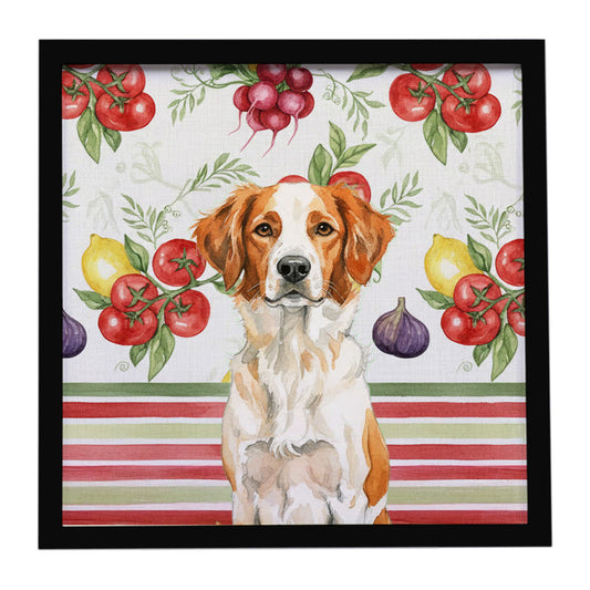 Buy this Orange and White Brittany Vegetables Framed Metal Print
