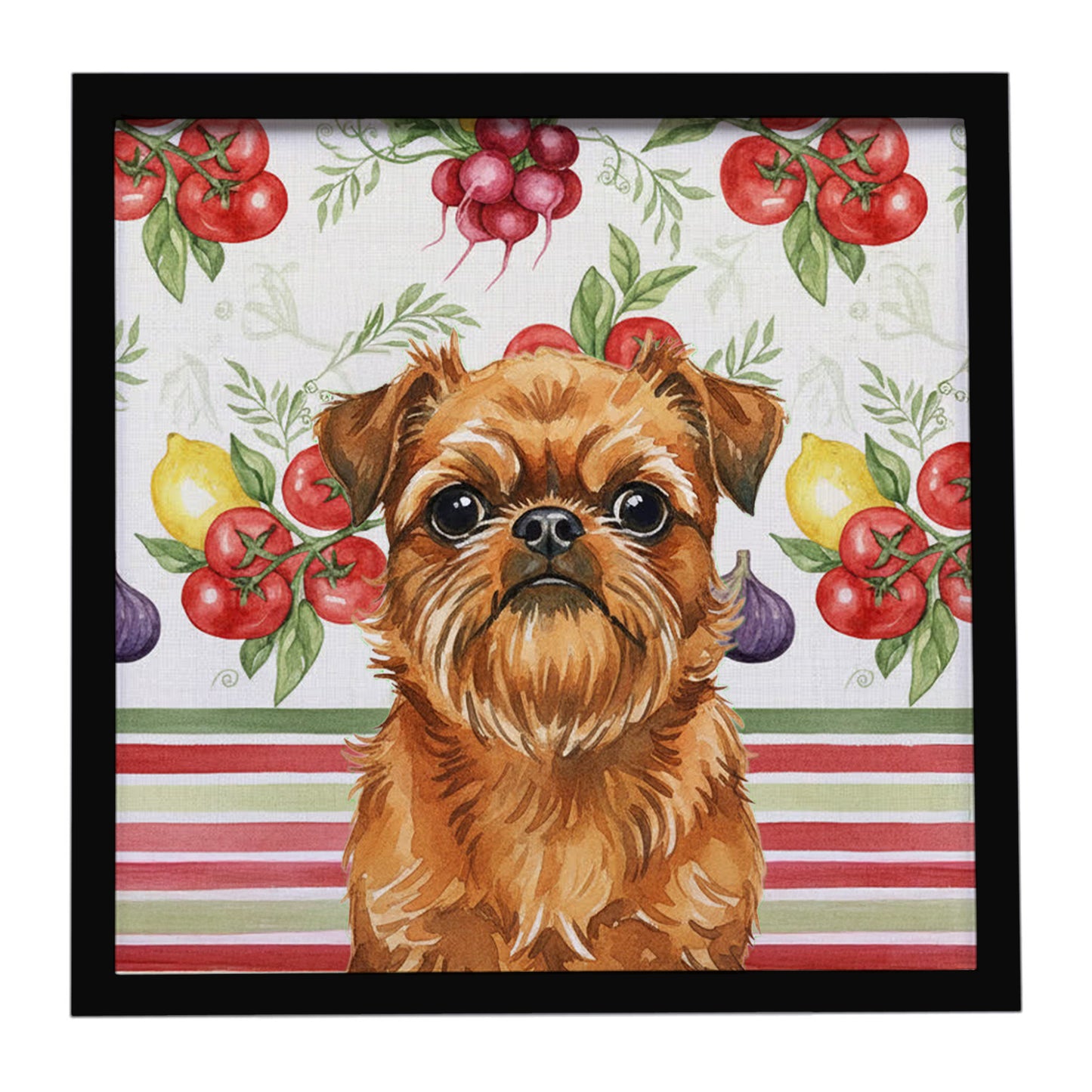 Buy this Belge Brussels Griffon Vegetables Framed Metal Print