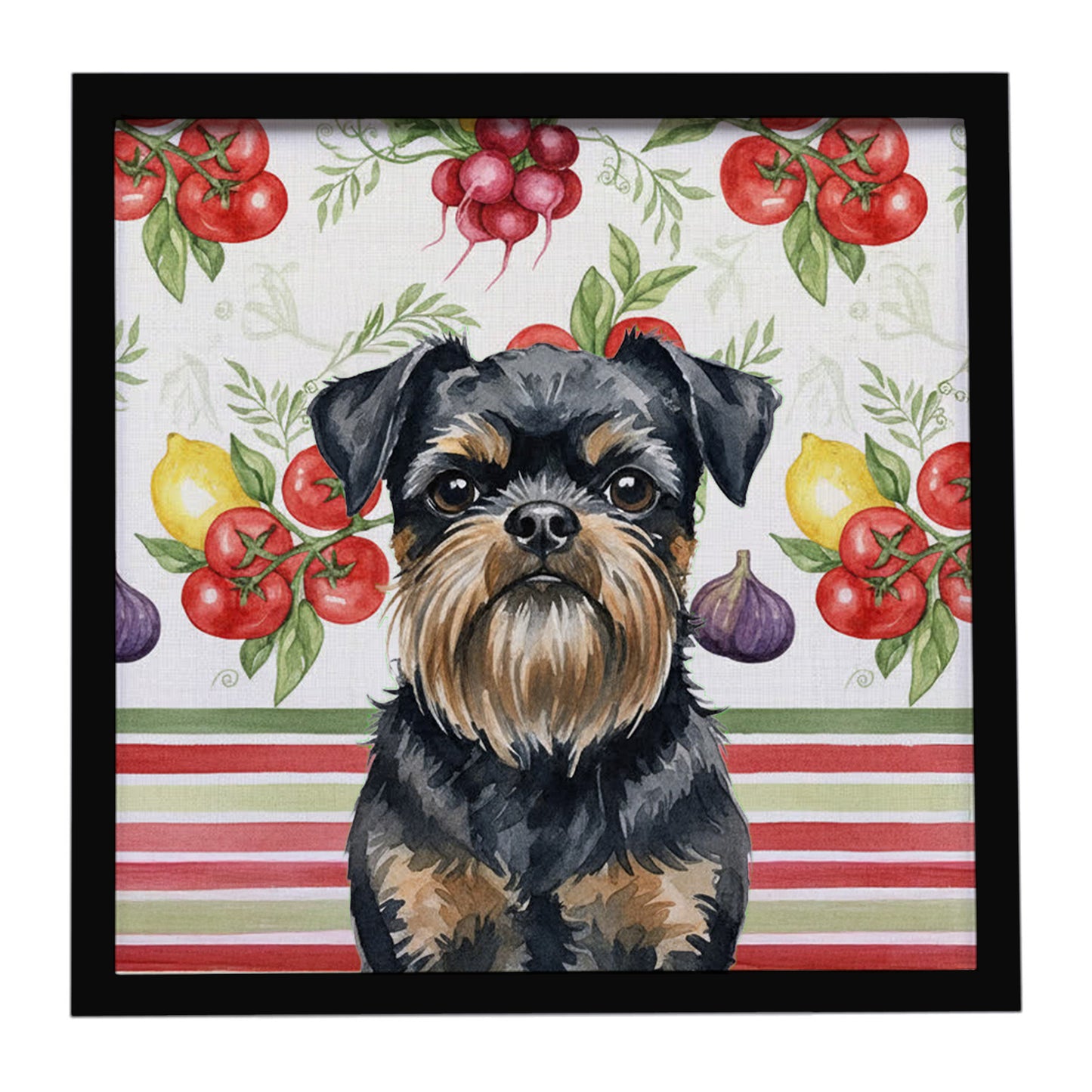 Buy this Black and Tan Brussels Griffon Vegetables Framed Metal Print