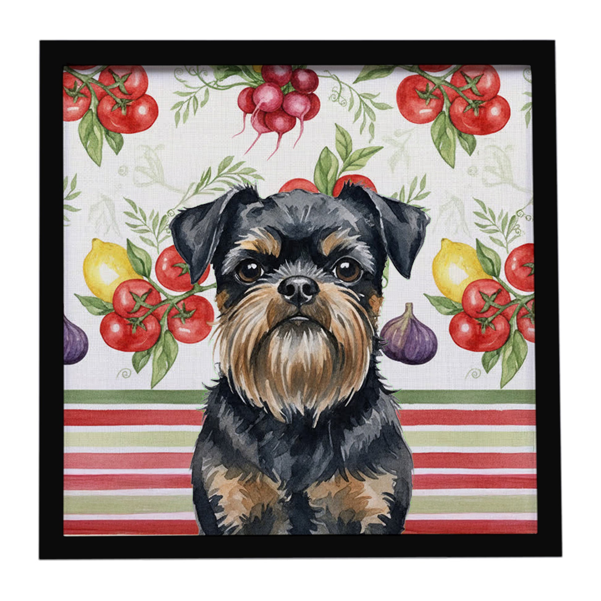 Buy this Black and Tan Brussels Griffon Vegetables Framed Metal Print