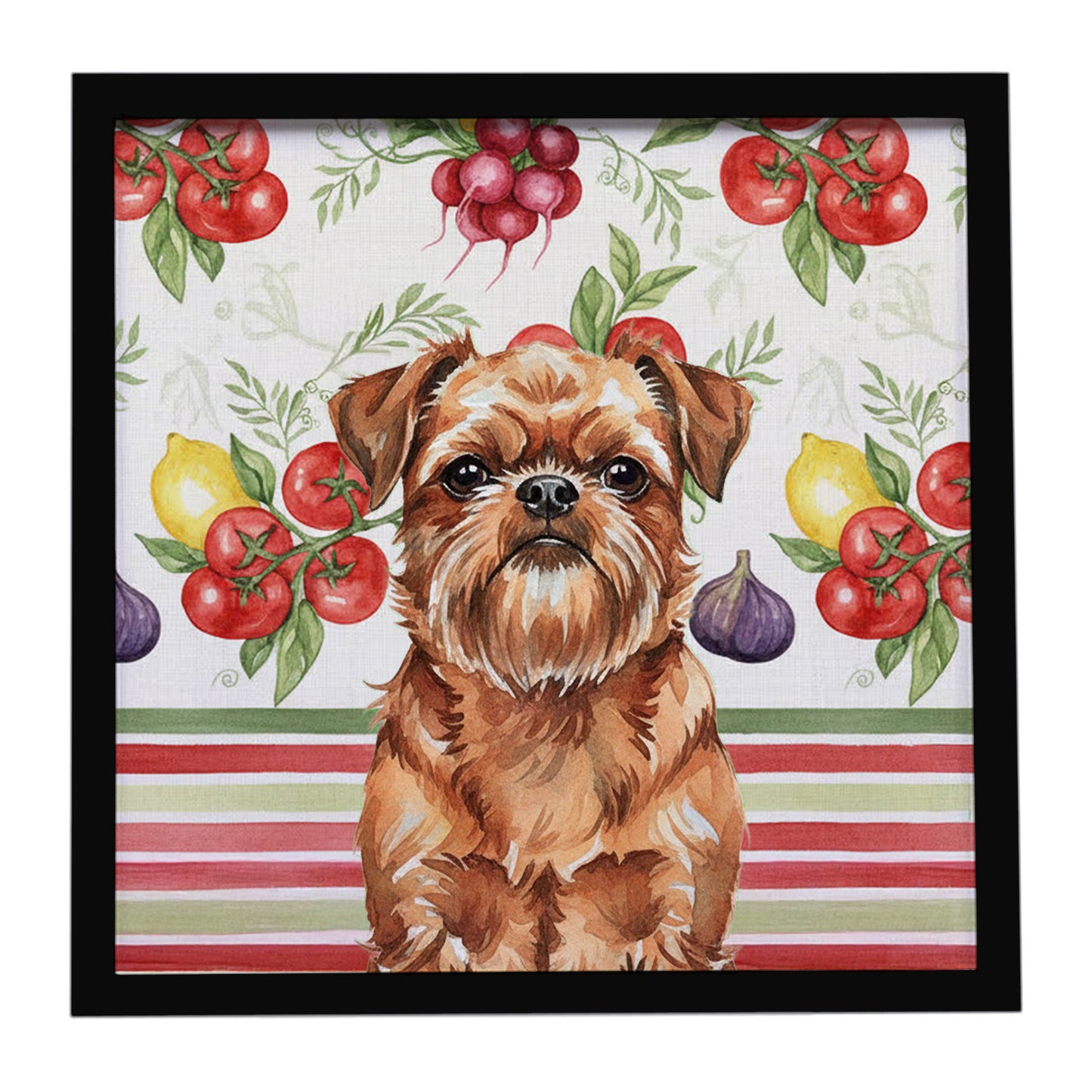Buy this Red Brussels Griffon Vegetables Framed Metal Print