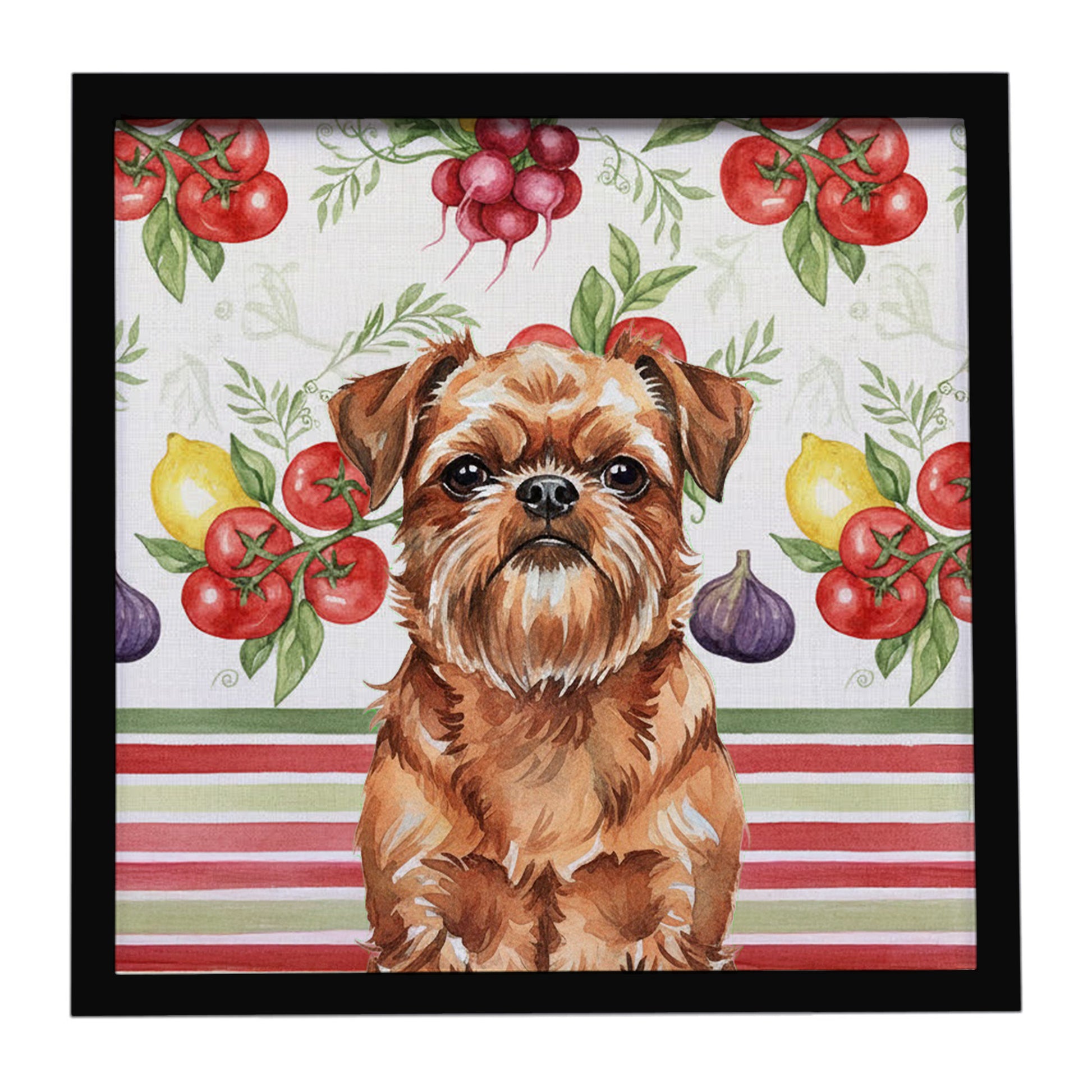 Buy this Red Brussels Griffon Vegetables Framed Metal Print