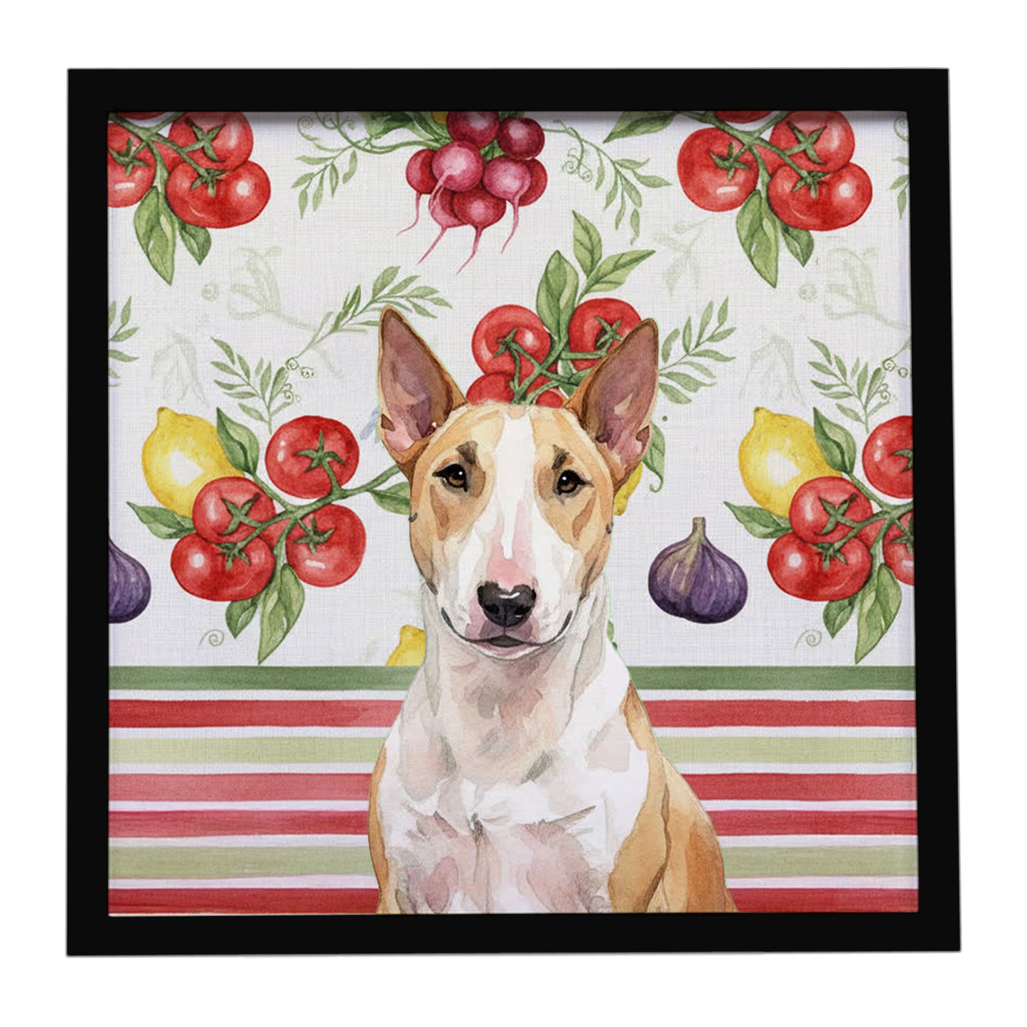 Buy this Fawn and White Bull Terrier Vegetables Framed Metal Print