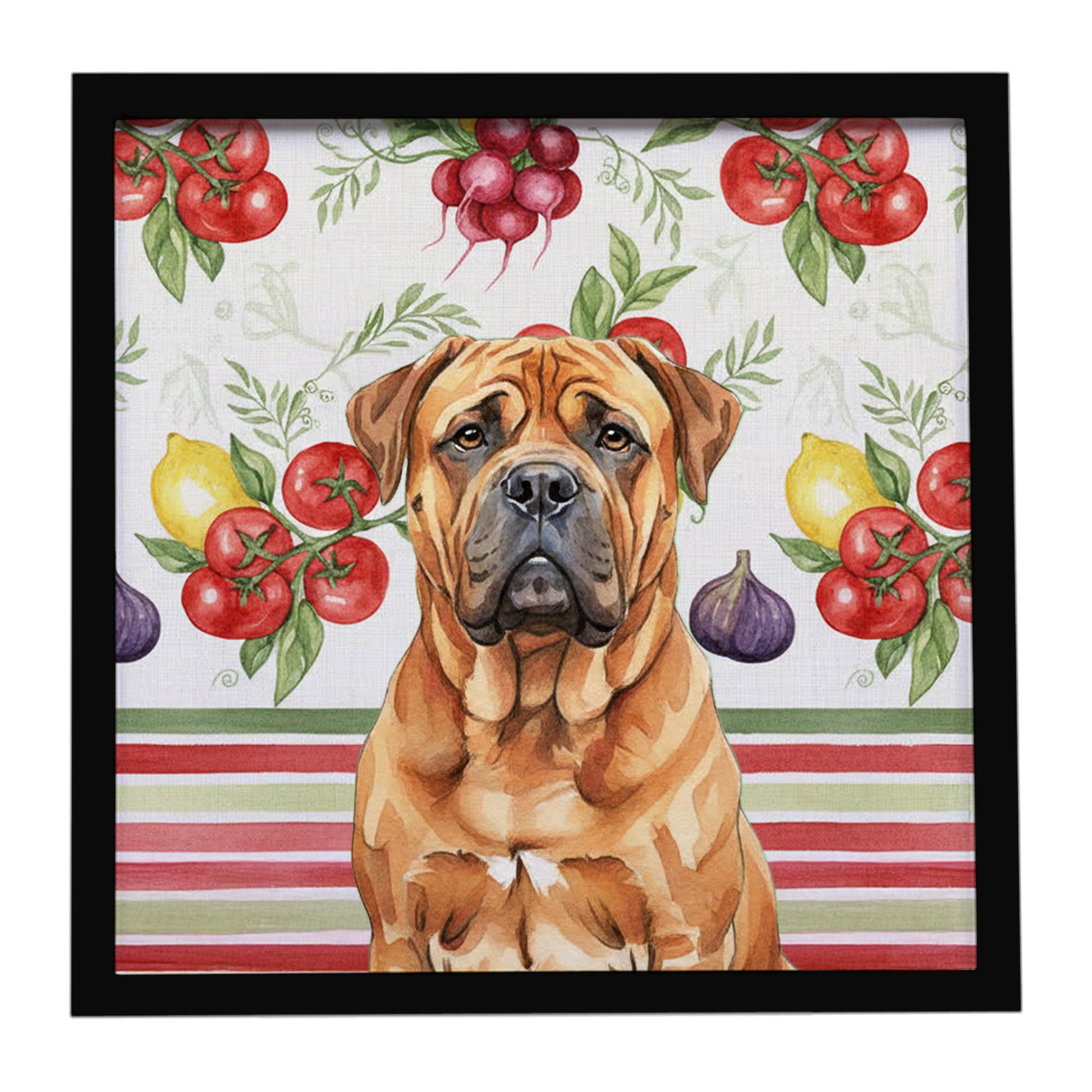 Buy this Red Bullmastiff Vegetables Framed Metal Print