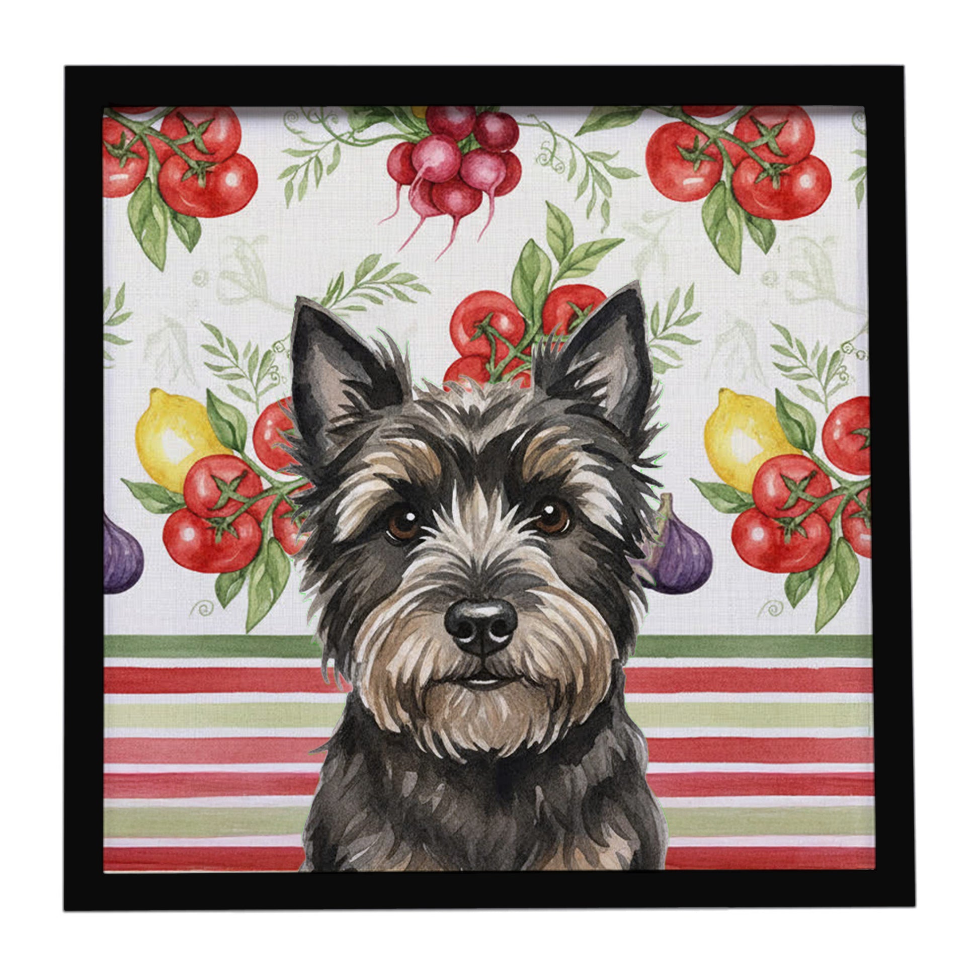 Buy this Black Cairn Terrier Vegetables Framed Metal Print