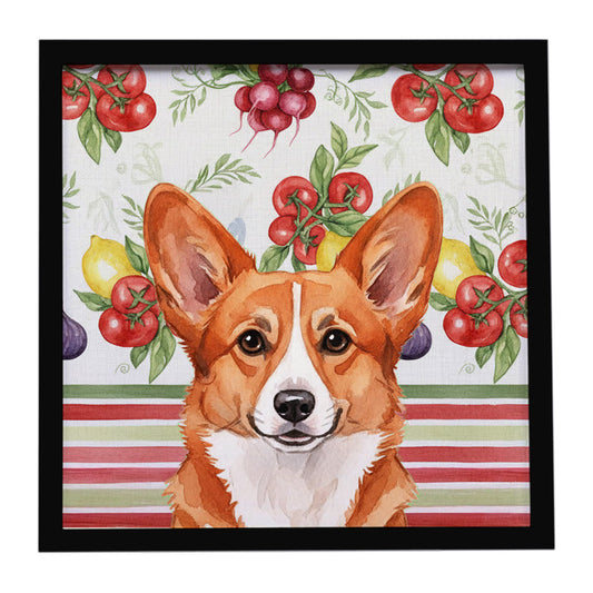 Buy this Red Cardigan Welsh Corgi Vegetables Framed Metal Print