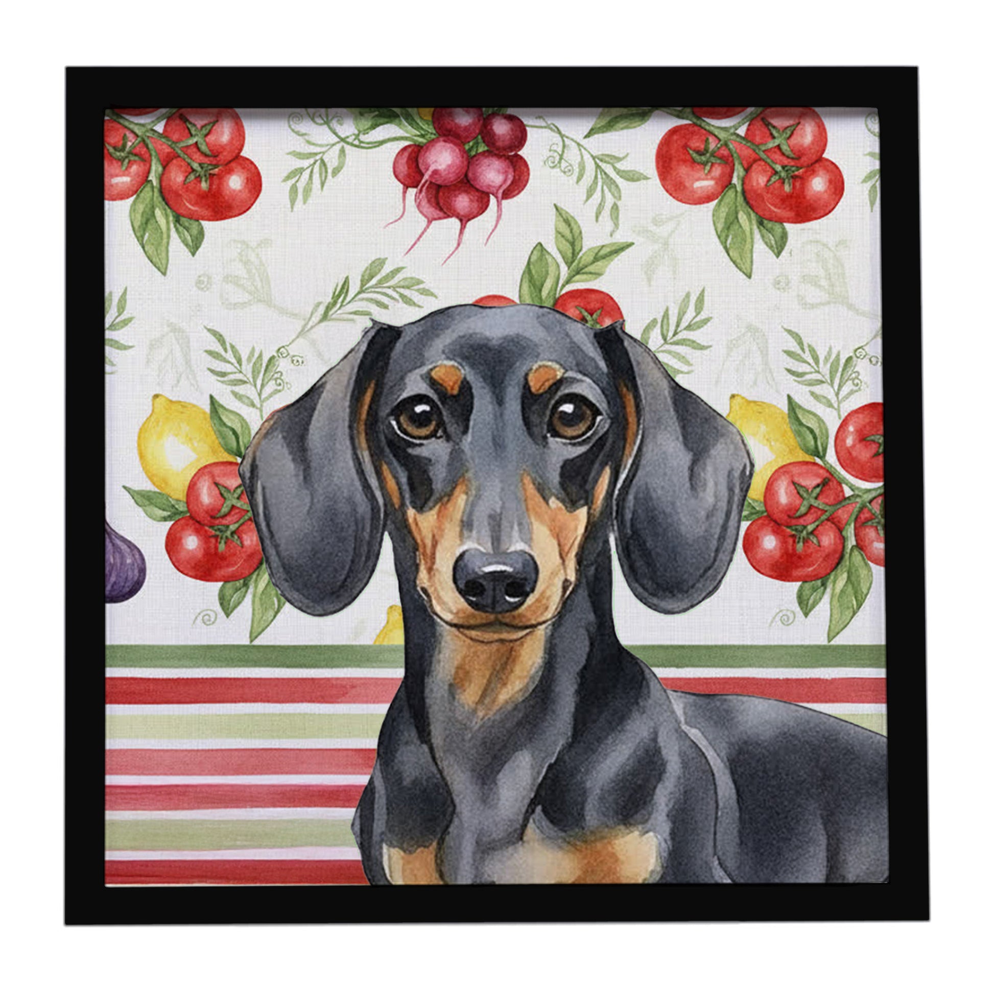Buy this Black and Tan Dachshund Vegetables Framed Metal Print