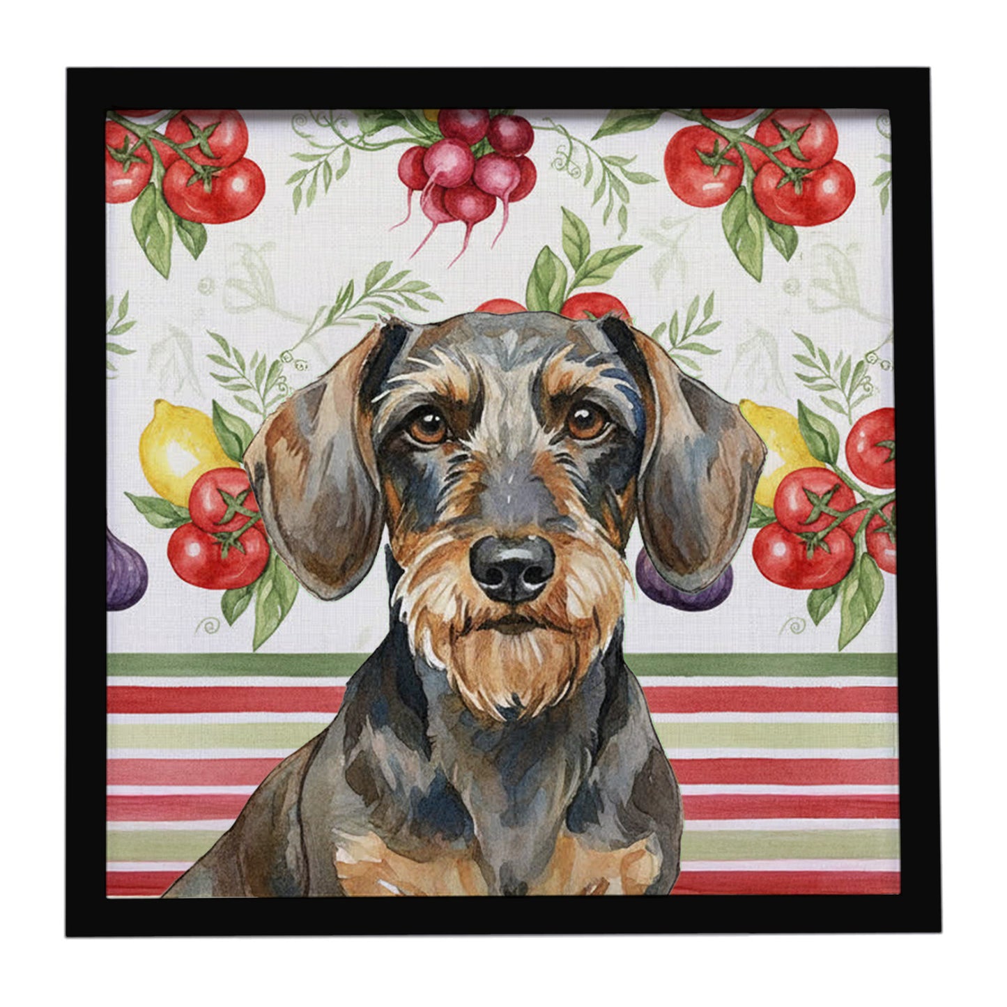 Buy this Wirehaired Wild Boar Dachshund Vegetables Framed Metal Print
