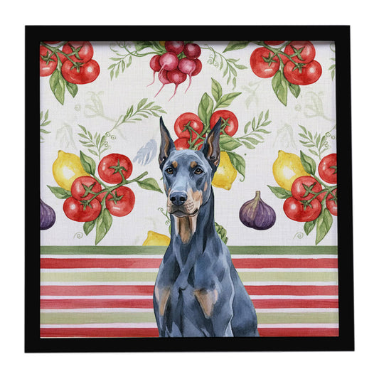 Buy this Blue Doberman Pinscher Vegetables Framed Metal Print