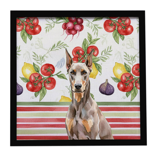 Buy this Fawn Doberman Pinscher Vegetables Framed Metal Print
