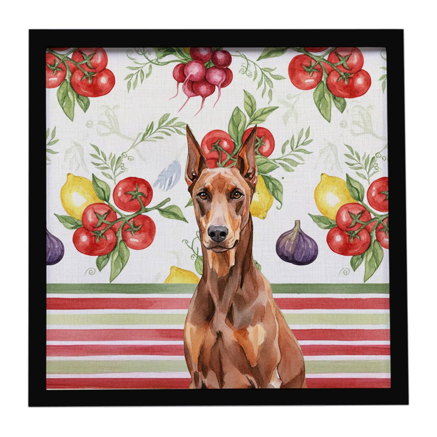 Buy this Red Doberman Pinscher Vegetables Framed Metal Print