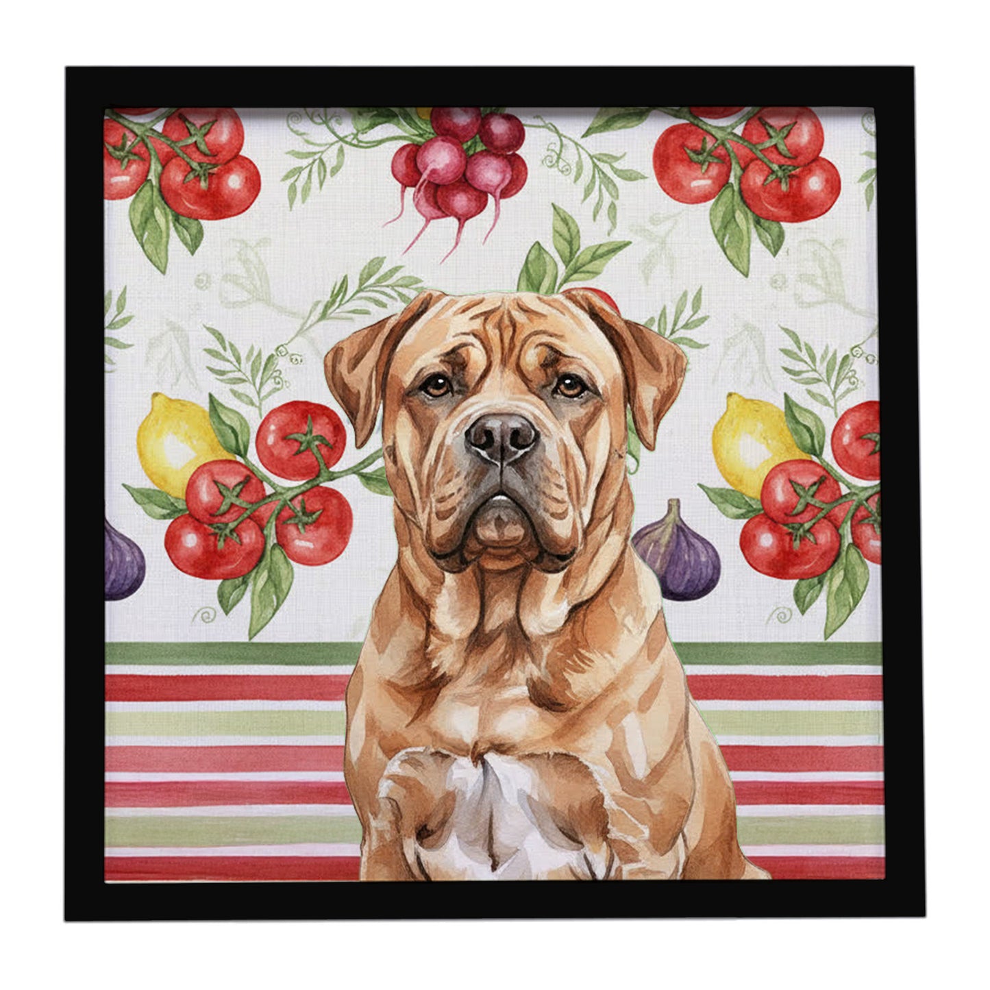 Buy this Dogue de Bordeaux Vegetables Framed Metal Print