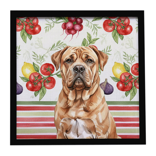 Buy this Dogue de Bordeaux Vegetables Framed Metal Print