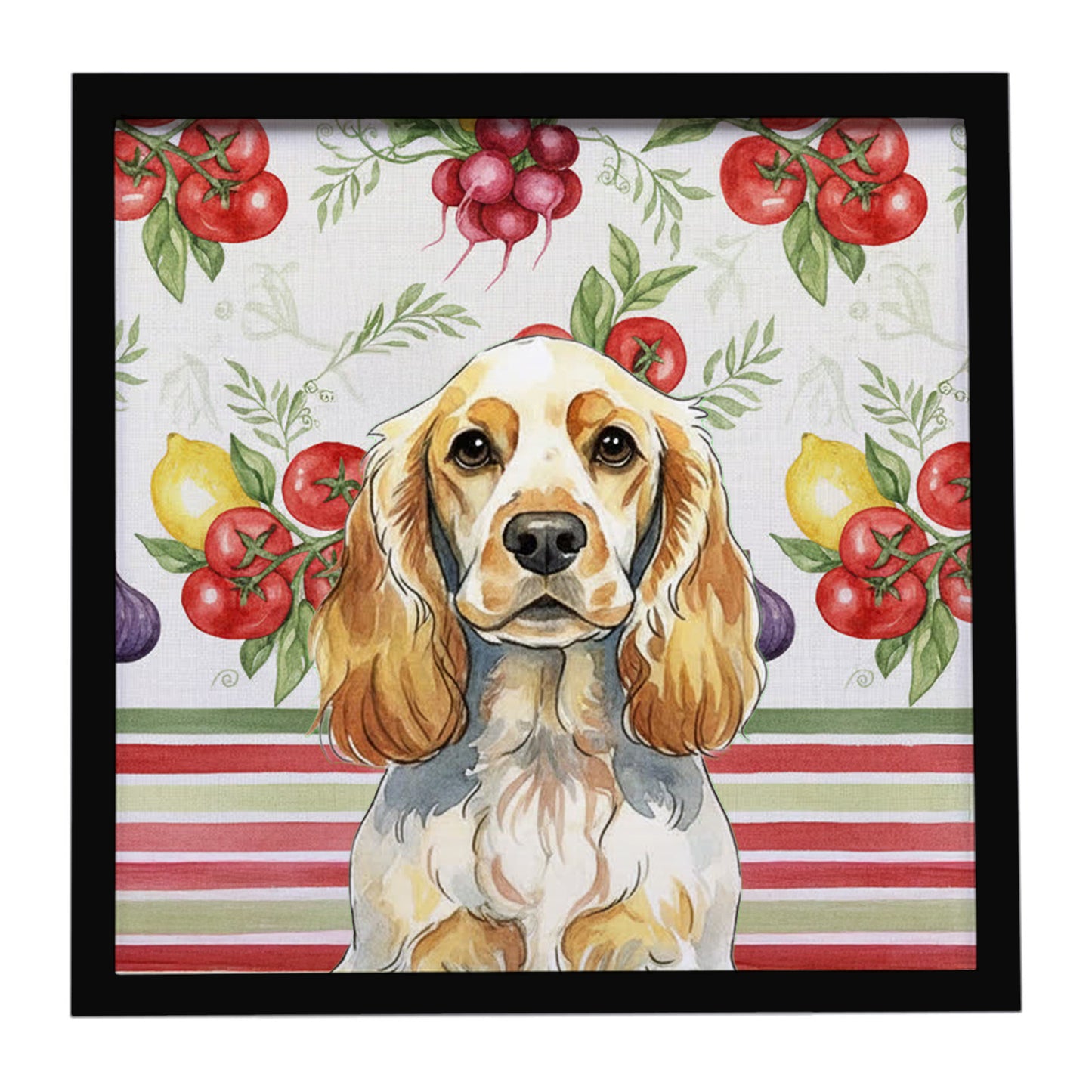 Buy this Lemon Roan English Cocker Spaniel Vegetables Framed Metal Print