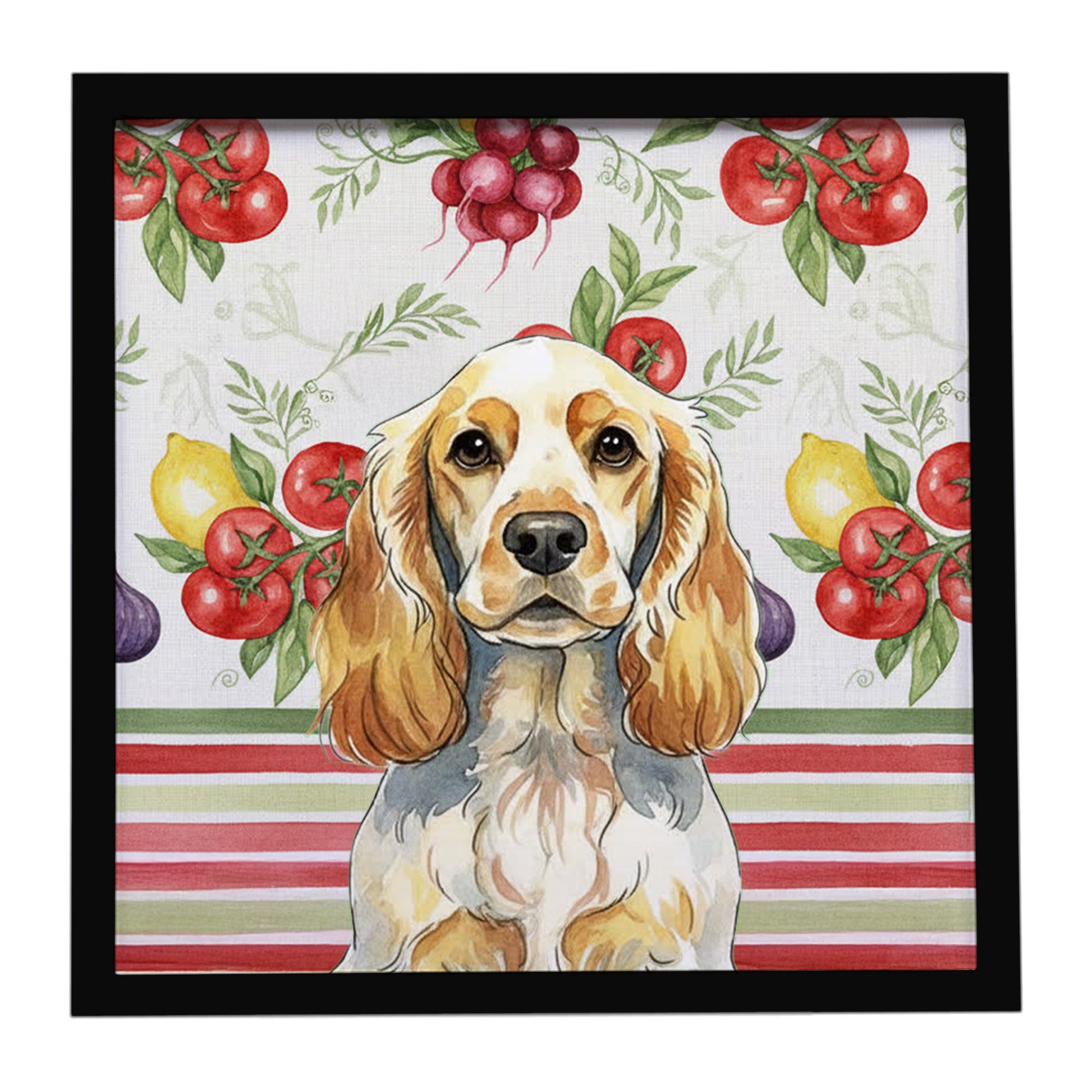 Buy this Lemon Roan English Cocker Spaniel Vegetables Framed Metal Print