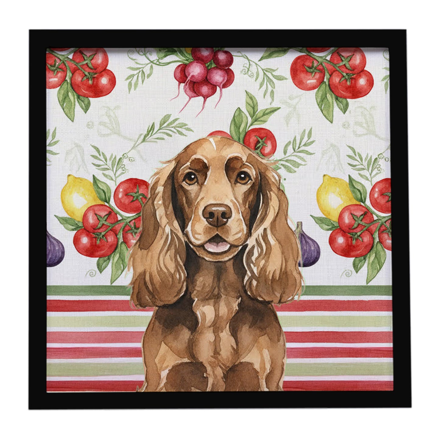 Buy this Liver English Cocker Spaniel Vegetables Framed Metal Print