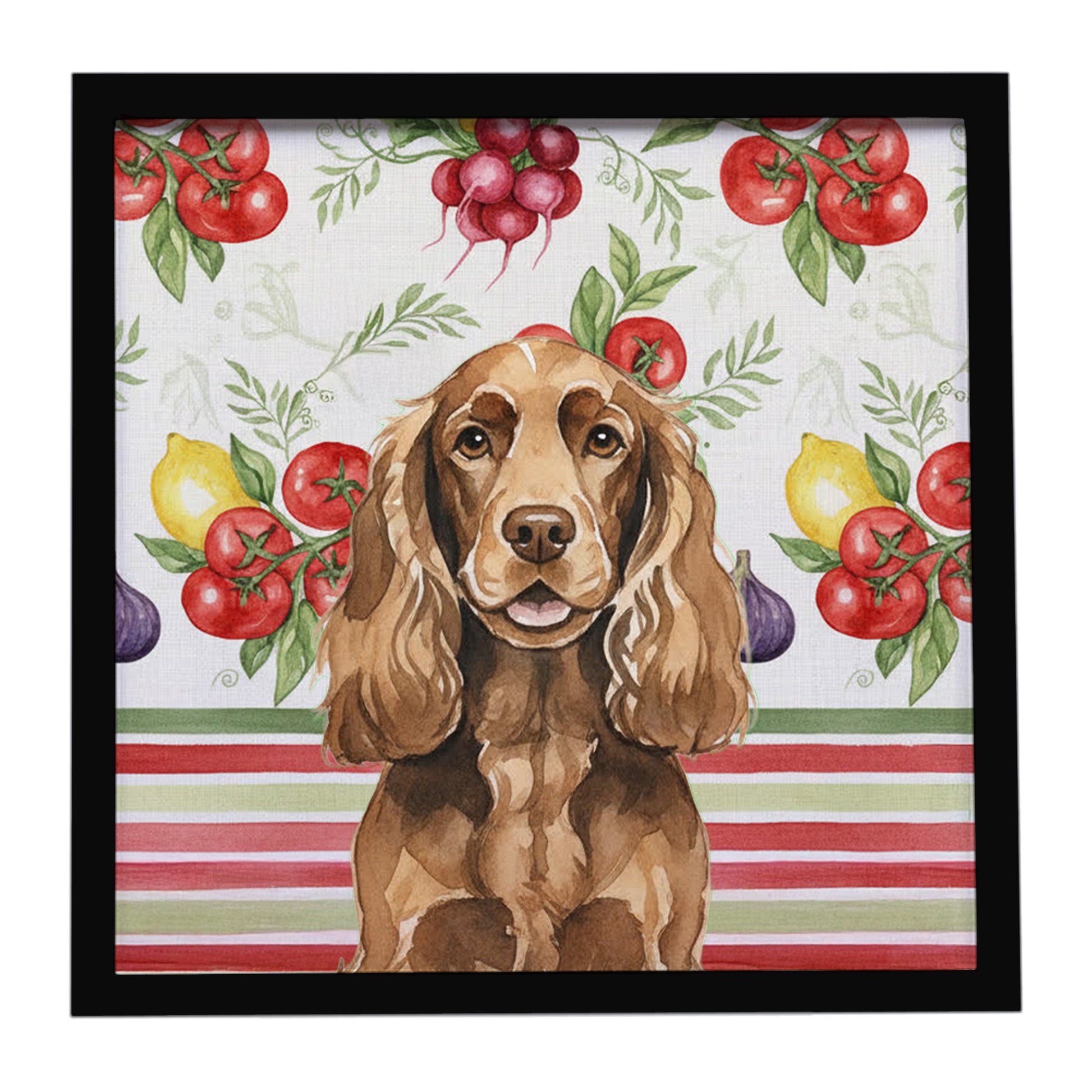 Buy this Liver English Cocker Spaniel Vegetables Framed Metal Print