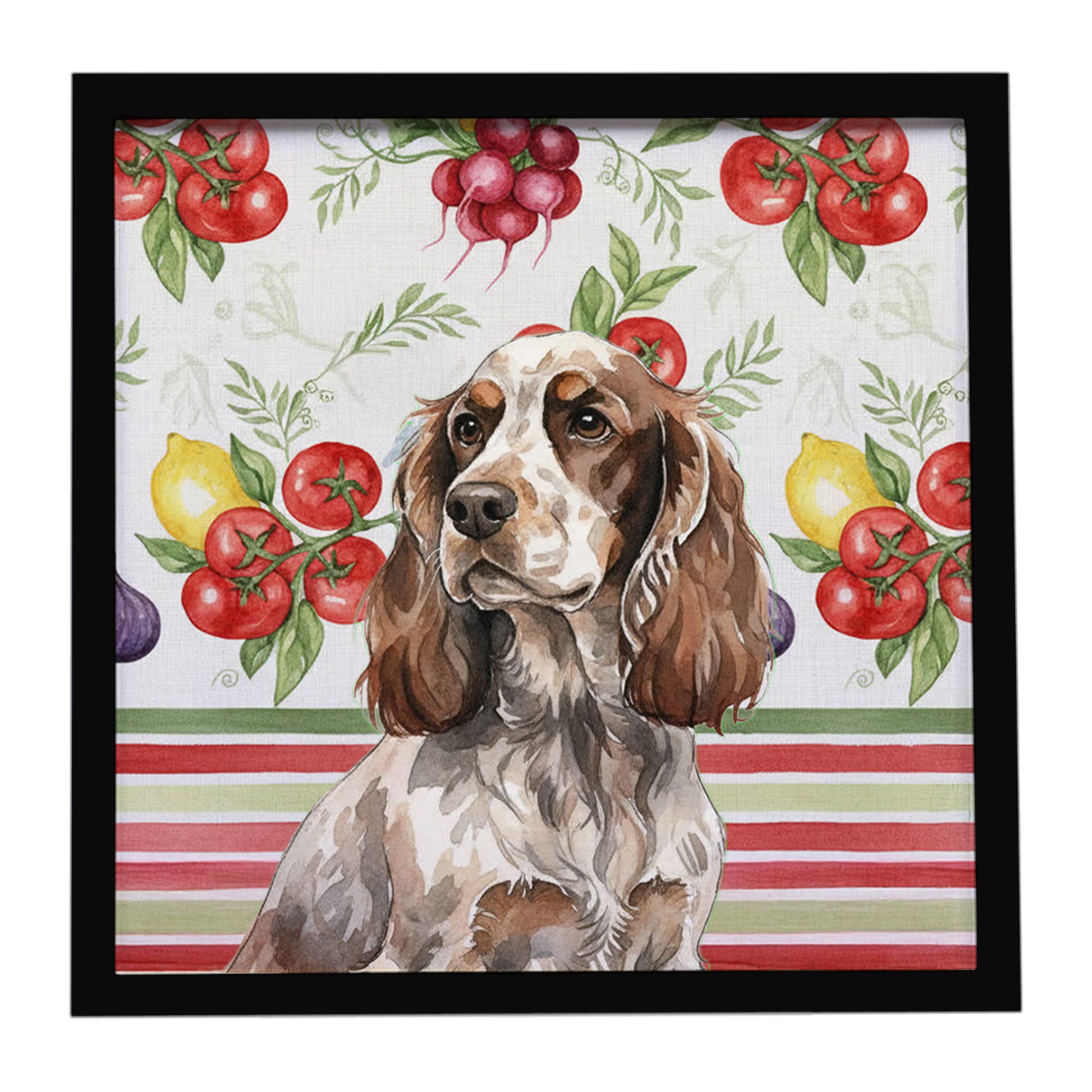 Buy this Liver Roan English Cocker Spaniel Vegetables Framed Metal Print