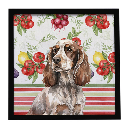 Buy this Liver Roan English Cocker Spaniel Vegetables Framed Metal Print