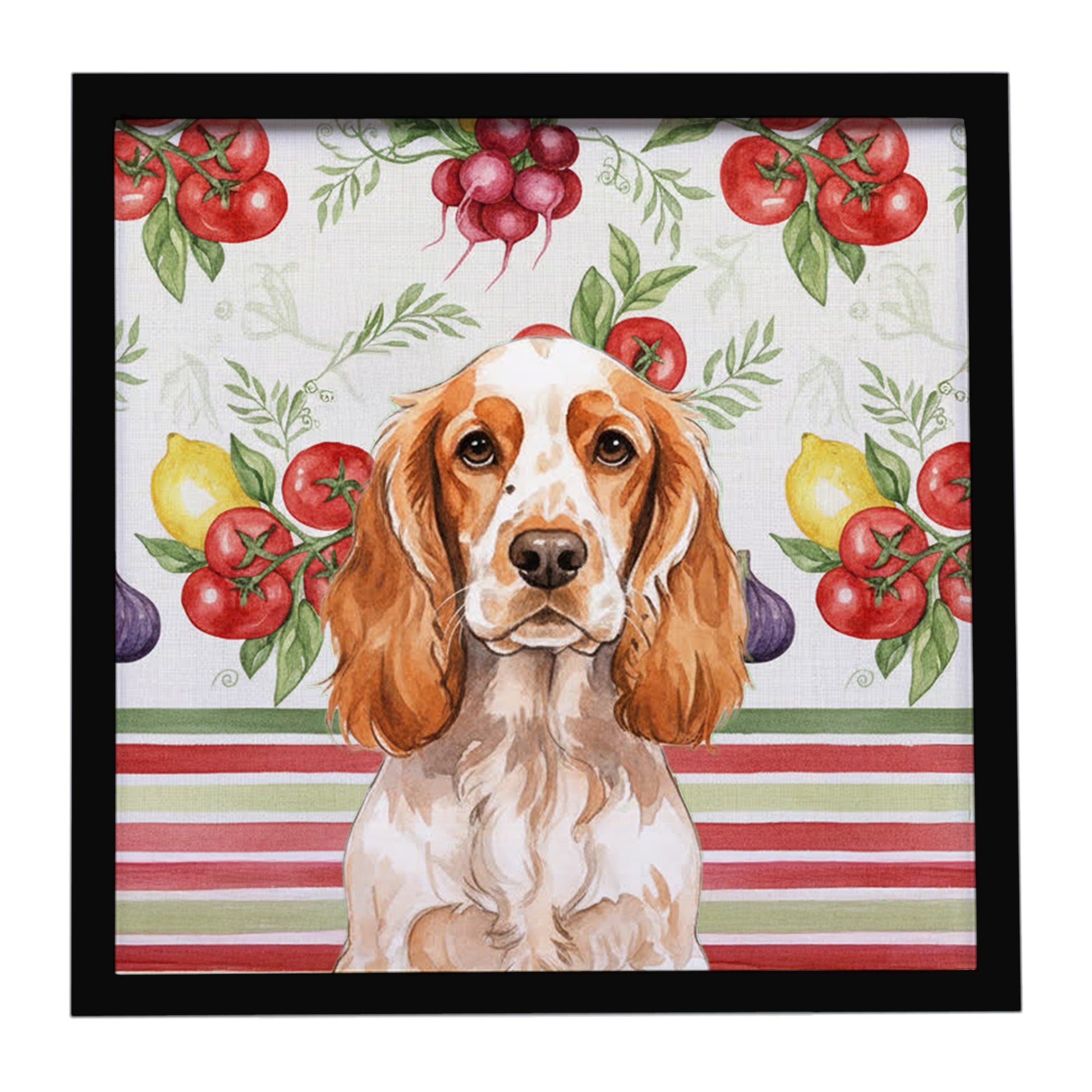 Buy this Orange Roan English Cocker Spaniel Vegetables Framed Metal Print