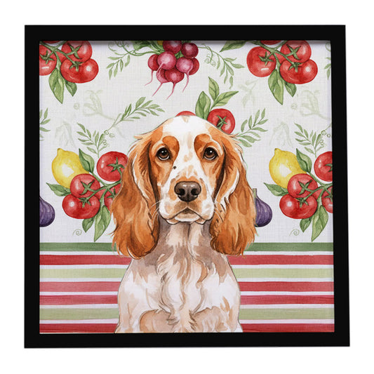 Buy this Orange Roan English Cocker Spaniel Vegetables Framed Metal Print