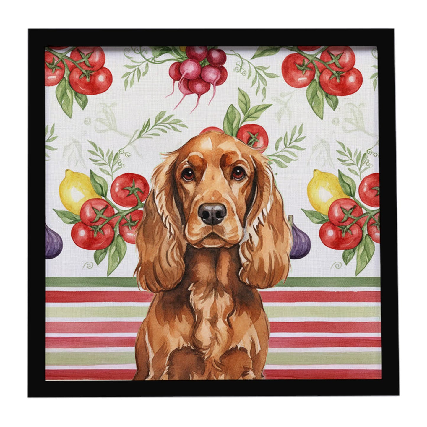 Buy this Red English Cocker Spaniel Vegetables Framed Metal Print