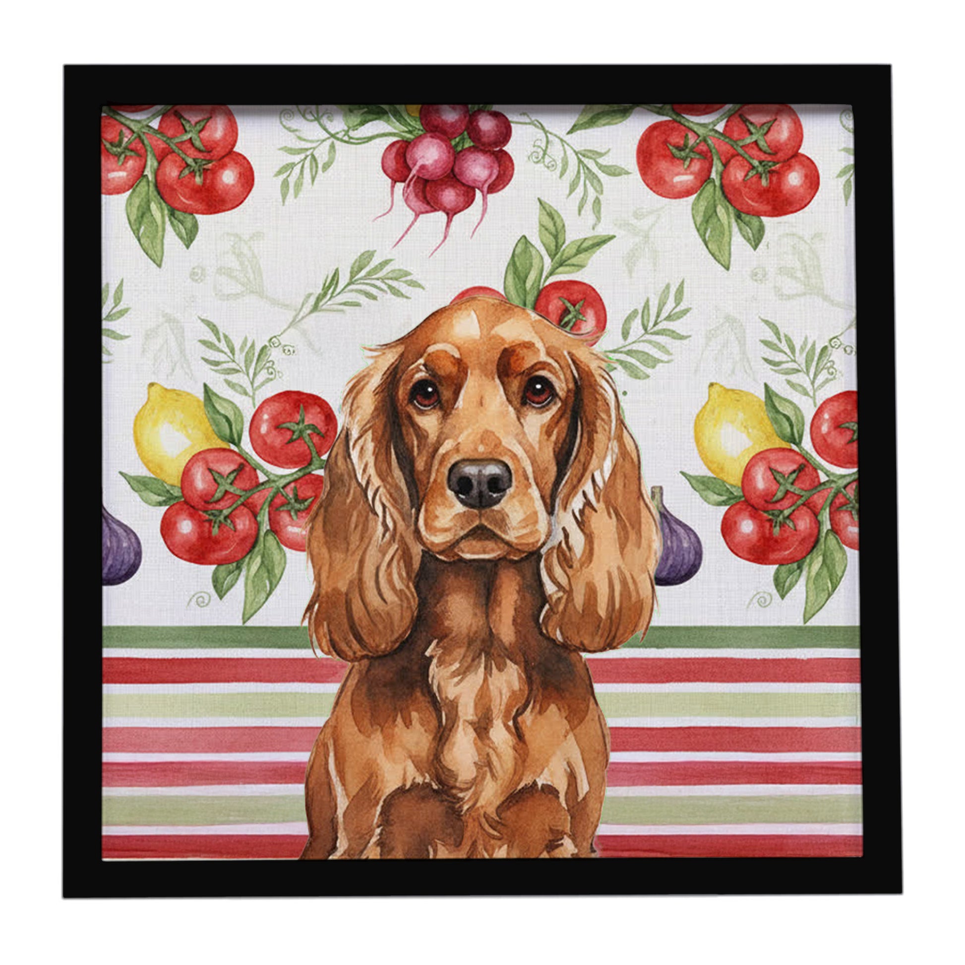 Buy this Red English Cocker Spaniel Vegetables Framed Metal Print