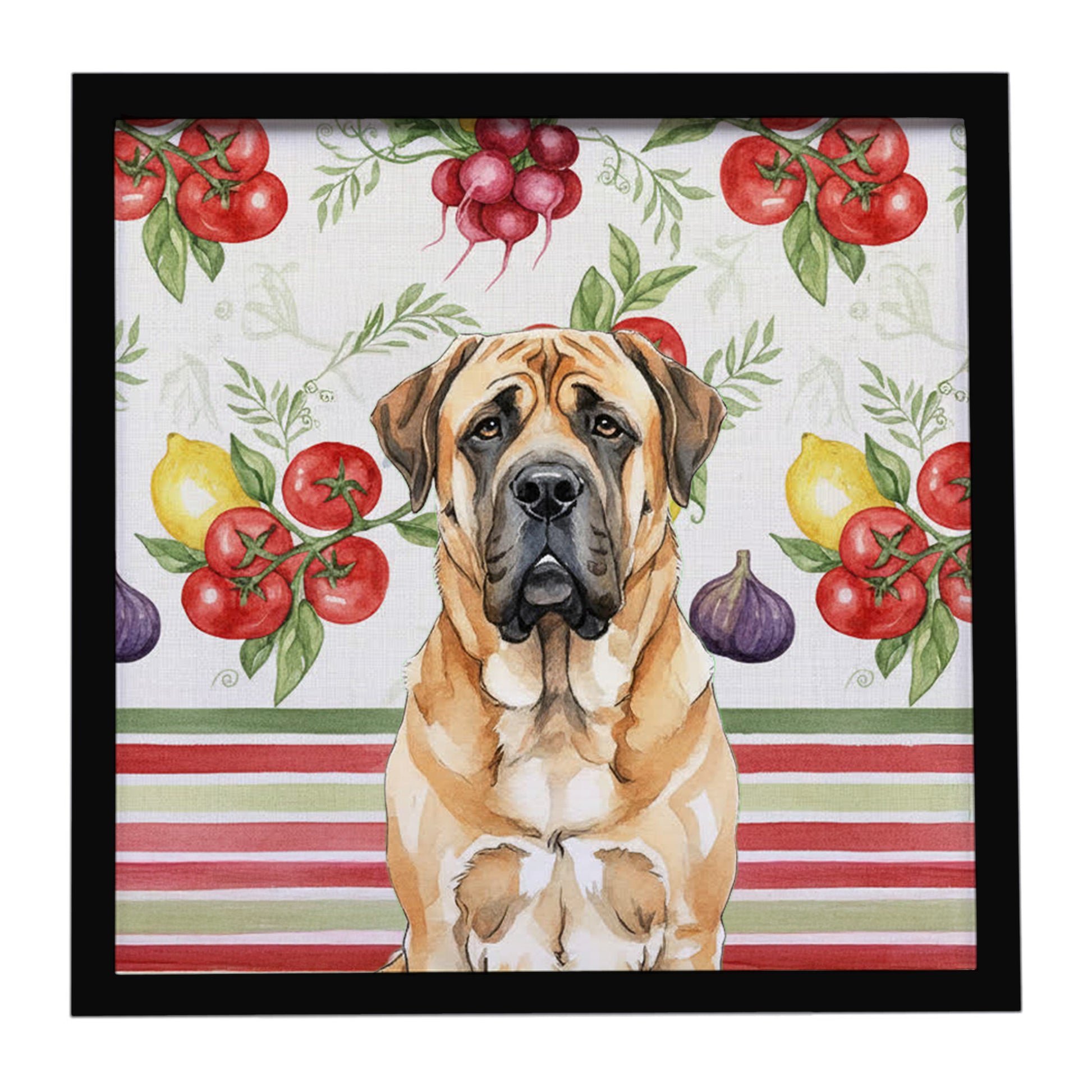 Buy this Apricot English Mastiff Vegetables Framed Metal Print