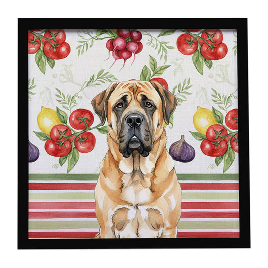Buy this Apricot English Mastiff Vegetables Framed Metal Print