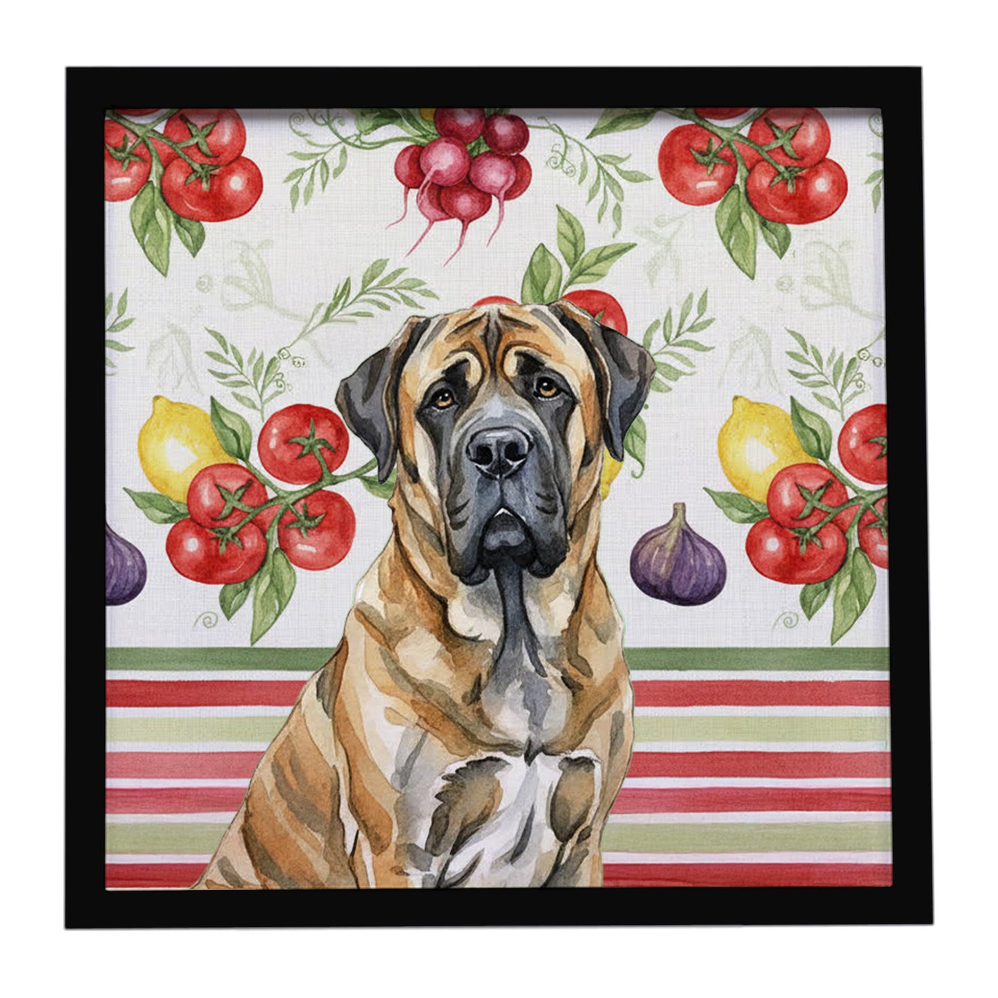 Buy this Brindle English Mastiff Vegetables Framed Metal Print