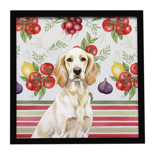 Buy this Lemon Belton English Setter Vegetables Framed Metal Print